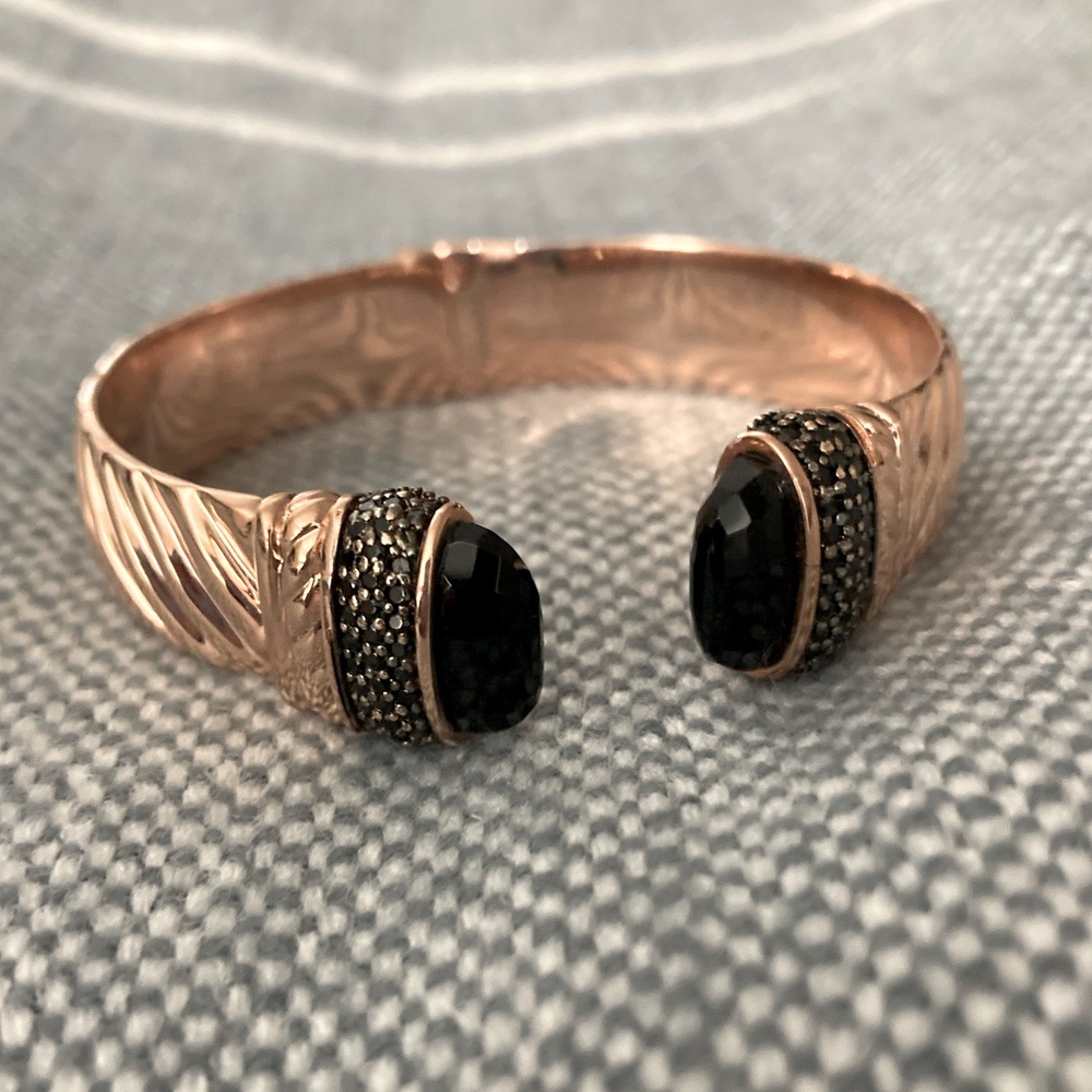 [ FIRM price ] Stunning Black Spinel and Rose Gold Tone Bronzo Italia Bracelet